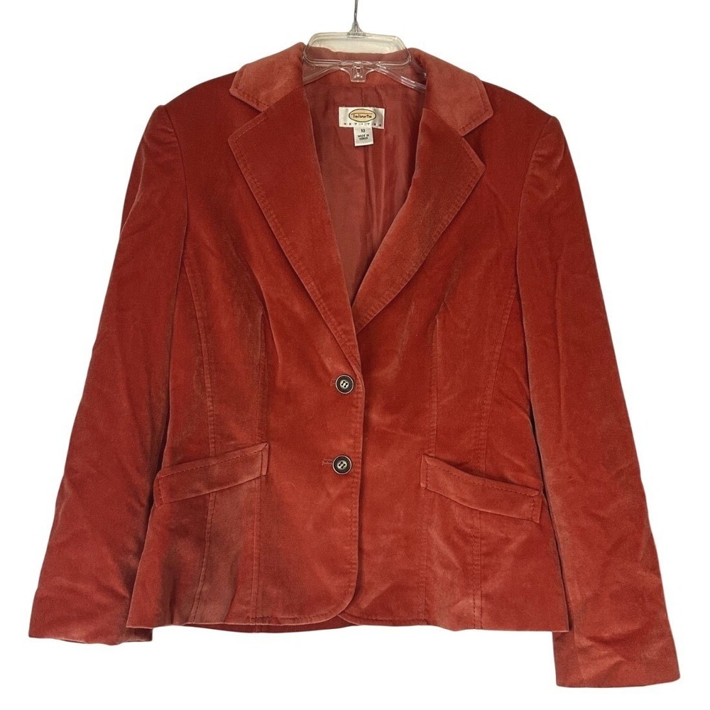 Talbots Silk & CottonVelveteen Vintage‎ burnt orange Blazer Velvet Sz 10P